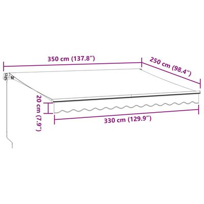 vidaXL Ručně zatahovací markýza antracitová a bílá 350 x 250 cm