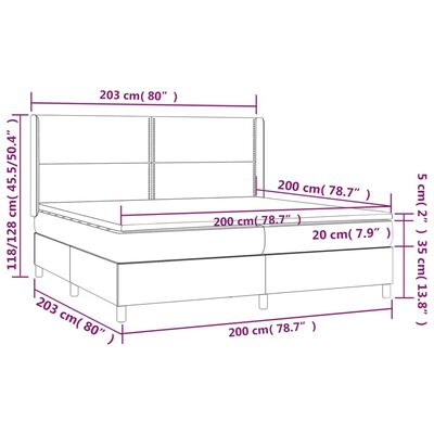 vidaXL Box spring postel s matrací a LED černá 200x200 cm samet