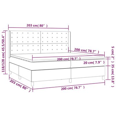 vidaXL Box spring postel s matrací a LED světle šedá 200x200 cm samet