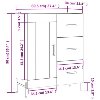 vidaXL Příborník dub sonoma 69,5 x 34 x 90 cm kompozitní dřevo