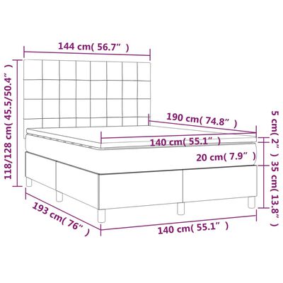 vidaXL Box spring postel s matrací černá 140 x 190 cm samet