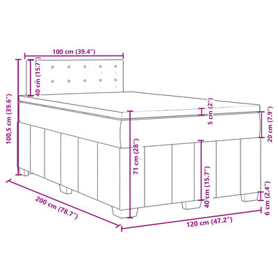 vidaXL Box spring postel s matrací světle šedá 120 x 200 cm textil