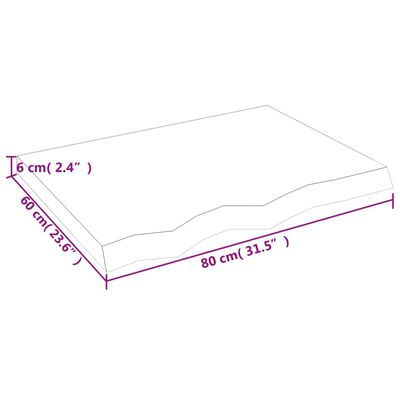 vidaXL Stolní deska 80x60x(2-6) cm neošetřený masivní dubové dřevo