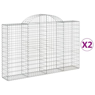 vidaXL Klenuté gabionové koše 2 ks 200x30x120/140cm pozinkované železo