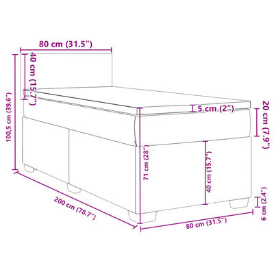 vidaXL Box spring postel s matrací tmavě šedá 80 x 200 cm samet