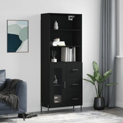 vidaXL Skříň highboard černá 69,5 x 34 x 180 cm kompozitní dřevo