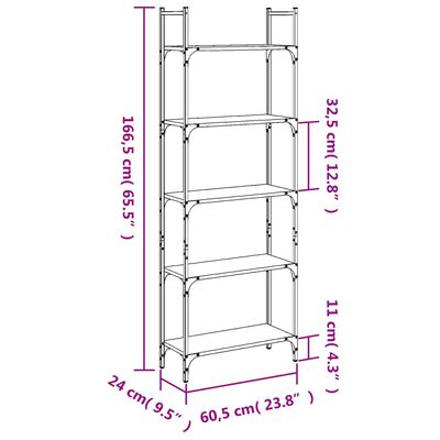 vidaXL Knihovna s 5 policemi dub sonoma 60,5 x 24 x 166,5 cm kompozit