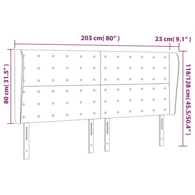 vidaXL Čelo postele typu ušák tmavě šedé 203x23x118/128 cm samet