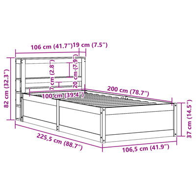 vidaXL Rám postele s čelem bílý 100 x 200 cm masivní borové dřevo