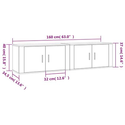 vidaXL Nástěnné TV skříňky 2 ks betonově šedé 80 x 34,5 x 40 cm