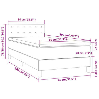 vidaXL Box spring postel s matrací a LED černá 80 x 200 cm umělá kůže