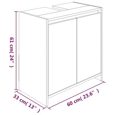 vidaXL Koupelnová skříňka šedá sonoma 60 x 33 x 61 cm kompozitní dřevo