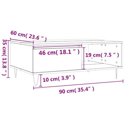 vidaXL Konferenční stolek kouřový dub 90 x 60 x 35 cm kompozitní dřevo