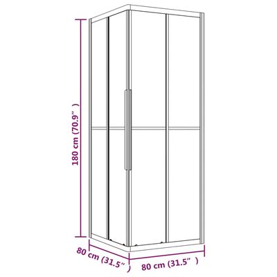 vidaXL Sprchový kout napůl mléčné ESG 80 x 80 x 180 cm černý