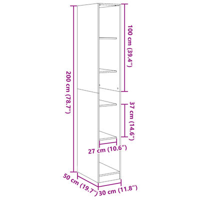 vidaXL Šatní skříň betonově šedá 30 x 50 x 200 cm kompozitní dřevo