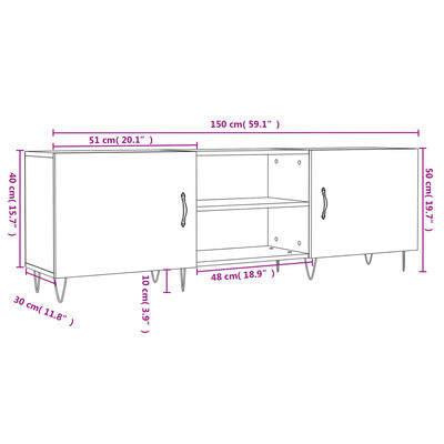 vidaXL TV skříňka černá 150 x 30 x 50 cm kompozitní dřevo