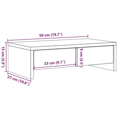 vidaXL Stojan na monitor se zásuvkami old wood 50x27x15 cm kompozit