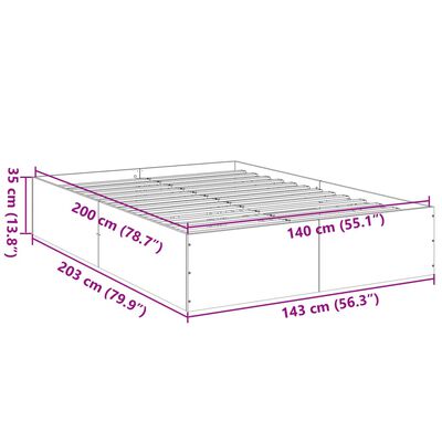 vidaXL Rám postele kouřový dub 140 x 200 cm kompozitní dřevo