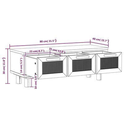 vidaXL Konferenční stolek černý 80x40x30 cm kompozitní a borové dřevo