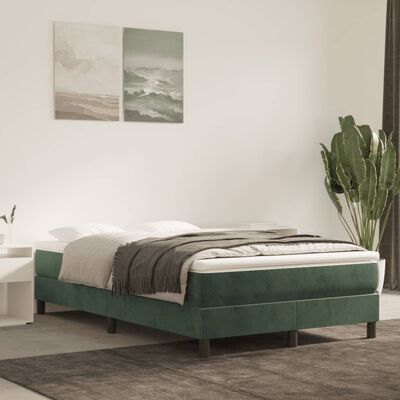 vidaXL Box spring postel s matrací tmavě zelená 120x190 cm samet