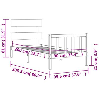 vidaXL Postel bez matrace bílá 90 x 200 cm masivní borovice