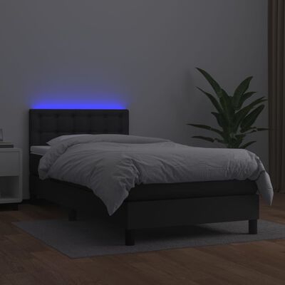 vidaXL Box spring postel s matrací a LED černá 80 x 200 cm umělá kůže