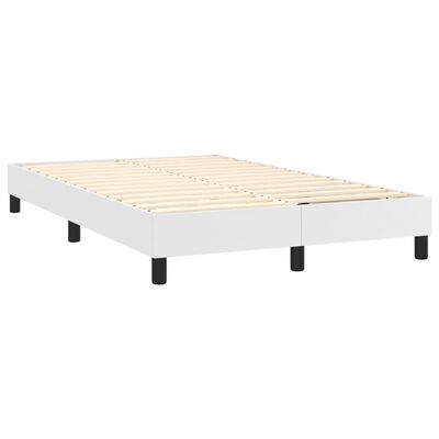 vidaXL Box spring postel s matrací a LED bílá 120x200 cm umělá kůže