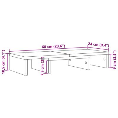 vidaXL Stojan na monitor kouřový dub 60x24x10,5 cm kompozitní dřevo