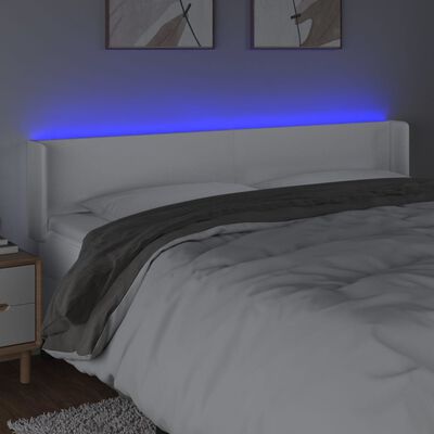 vidaXL Čelo postele s LED bílé 163 x 16 x 78/88 cm umělá kůže