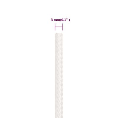vidaXL Lodní lano celobílé 3 mm 250 m polypropylen