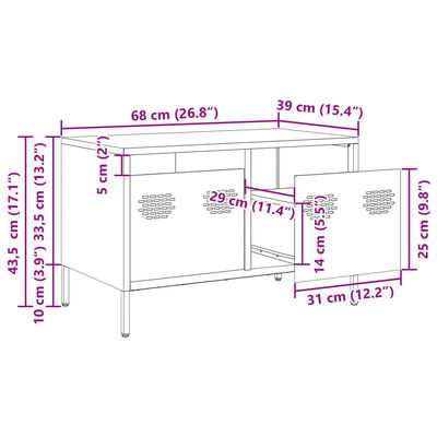 vidaXL TV skříňka černá 68 x 39 x 43,5 cm ocel válcovaná za studena