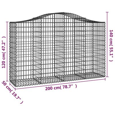 vidaXL Klenuté gabionové koše 20ks 200x50x120/140cm pozinkované železo