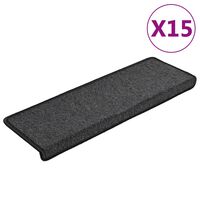 vidaXL Kobercové nášlapy na schody 15 ks 65x21x4 cm antracitové