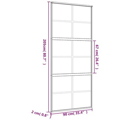 vidaXL Posuvné dveře zlaté 90 x 205 cm čiré ESG sklo a hliník