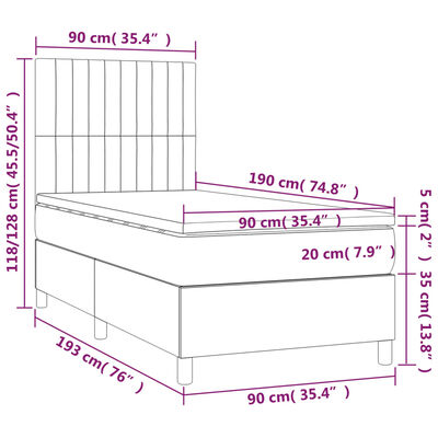 vidaXL Box spring postel s matrací černá 90x190 cm textil