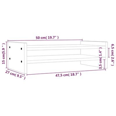 vidaXL Stojan na monitor bílý 50x27x15 cm masivní borové dřevo