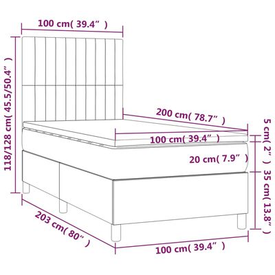 vidaXL Box spring postel s matrací černá 100 x 200 cm textil