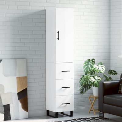 vidaXL Skříň highboard bílá s vysokým leskem 34,5x34x180 cm kompozit