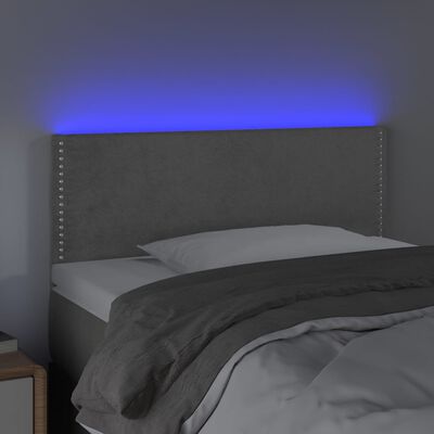 vidaXL Čelo postele s LED světle šedé 80 x 5 x 78/88 cm samet