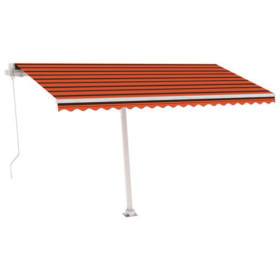 vidaXL Volně stojící ručně zatahovací markýza 450x350 cm oranžovohnědá