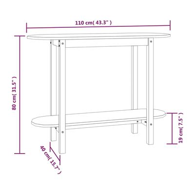 vidaXL Konzolový stolek medově hnědý 110x40x80 cm masivní borové dřevo