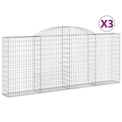 vidaXL Klenuté gabionové koše 3 ks 300x30x120/140cm pozinkované železo