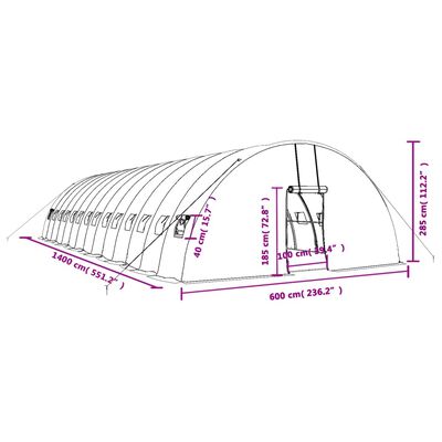 vidaXL Skleník s ocelovým rámem zelený 84 m² 14 x 6 x 2,85 m