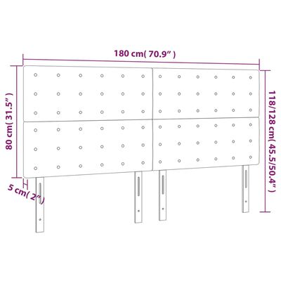 vidaXL Čelo postele s LED krémové 180x5x118/128 cm umělá kůže