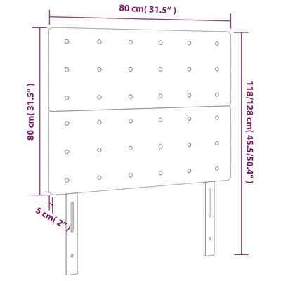 vidaXL Čelo postele s LED bílé 80x5x118/128 cm umělá kůže