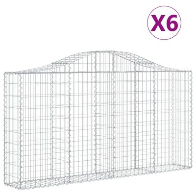 vidaXL Klenuté gabionové koše 6 ks 200x30x100/120cm pozinkované železo