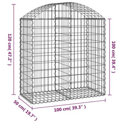 vidaXL Klenutý gabionový koš 100 x 50 x 100/120 cm pozinkované železo