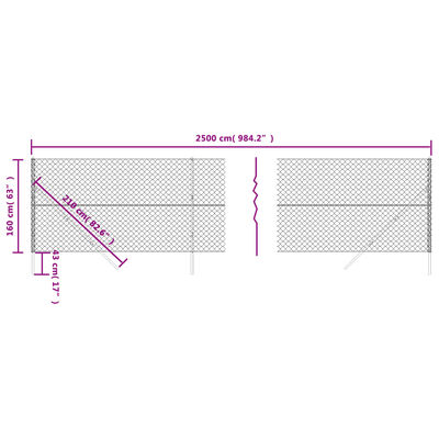 vidaXL Drátěné pletivo antracitové 1,6 x 25 m