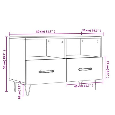 vidaXL TV skříňka bílá s vysokým leskem 80x36x50 cm kompozitní dřevo