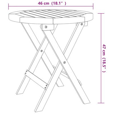 vidaXL Skládací zahradní stolek bílý Ø 46 cm masivní akáciové dřevo